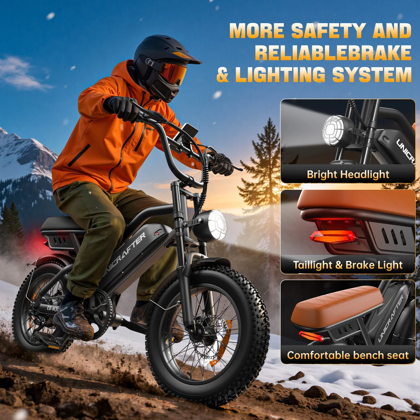 UNICRAFTER M3C الكبار دراجة كهربائية 750 واط دراجة نارية 48 فولت 15.6AH الدهون الإطارات Ebike الكهربائية E الدراجات الجبلية الدراجة Ebikes للرجال