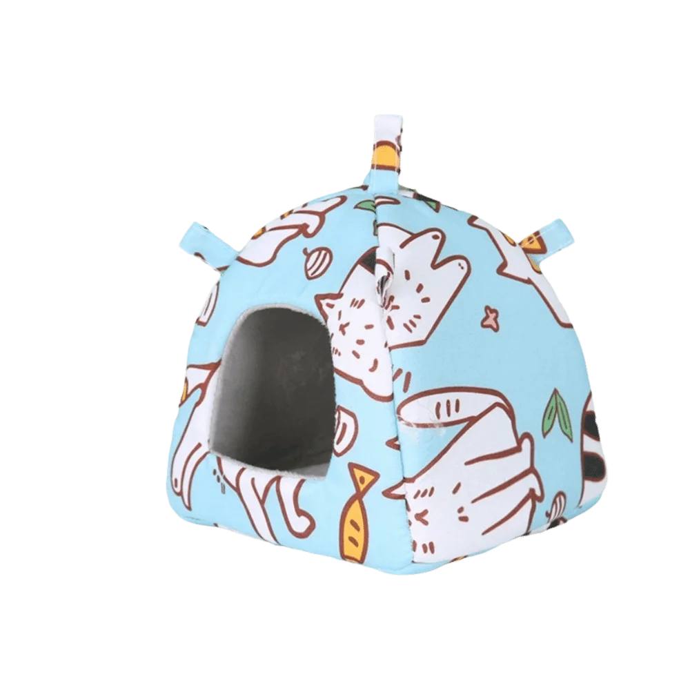 

Cute Warm Parrot Hanging Hammock Cartoon Print Design Bird Nest House Fleece with Mat Bird Hidden Bed Autumn Winter