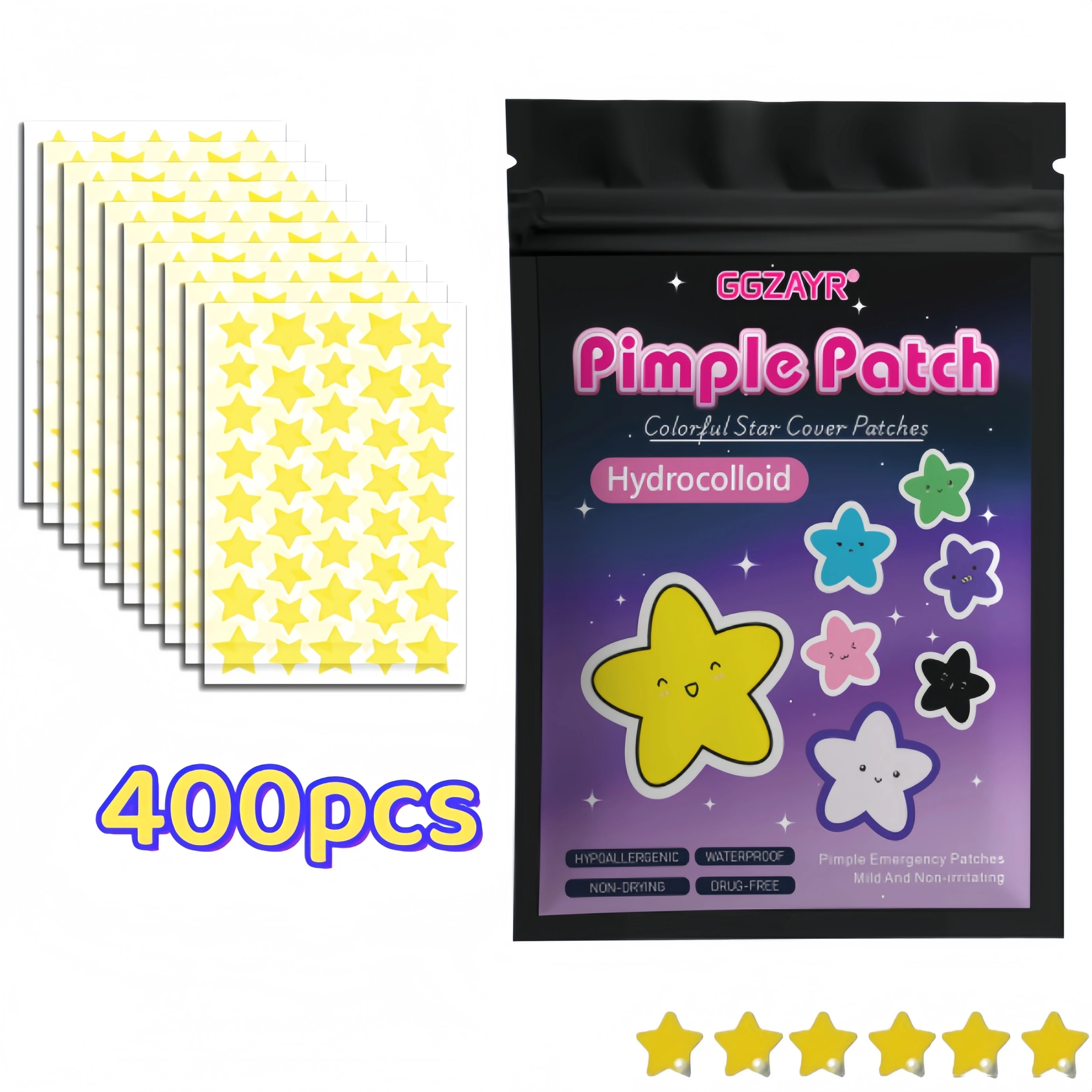 400/800 Adesivos Hidrocoloides Invisíveis para Acne e Espinhas - Adesivos para Manchas Faciais, Cuidados com a Pele, Cicatrização Rápida, Cobertura pa