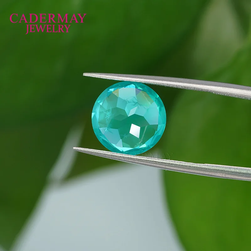 Paraiba Yttrium الألومنيوم العقيق YAG أحجار كريمة مفكوكة 7 مللي متر 8 مللي متر 10 مللي متر شكل دائري الاصطناعية Paraiba أحجار فضفاضة لصنع المجوهرات