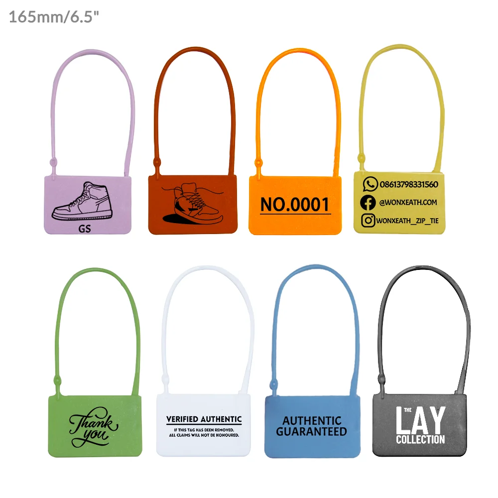 

100Pcs Customized Garment Labels Tag Disposable Padlock Plastic Security Seals Zip Ties for Clothes Shoes Bags New 165mm/6.5"