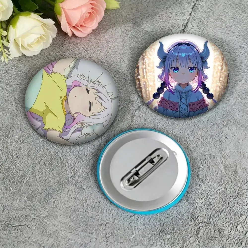 D-Dragon Maid Kanna Kamui Loli  25 32 44 58 75mm Badges Personalized Round Brooches Pins Accessory Gift