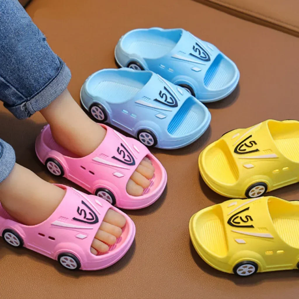 Anti-slip Indoor Cartoon Car Girls Shoes Soft Boy Beach Shoes Fashion Outdoor Children LED Slipper Kids Luminous Slippers