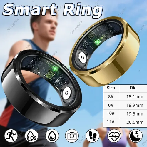 Anillo inteligente de salud 2025, Monitor de ritmo cardíaco, oxígeno en sangre/presión, Monitor de sueño, GPS, monción, deportes, resistente al agua, cuenta de pasos, Smartring