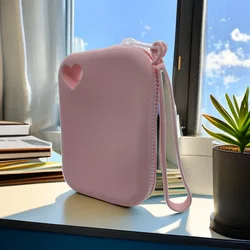 Borsa portaoggetti rettangolare in Silicone a forma di cuore borsa per pennelli per trucco portatile da viaggio di grande capacità custodia per cosmetici impermeabile