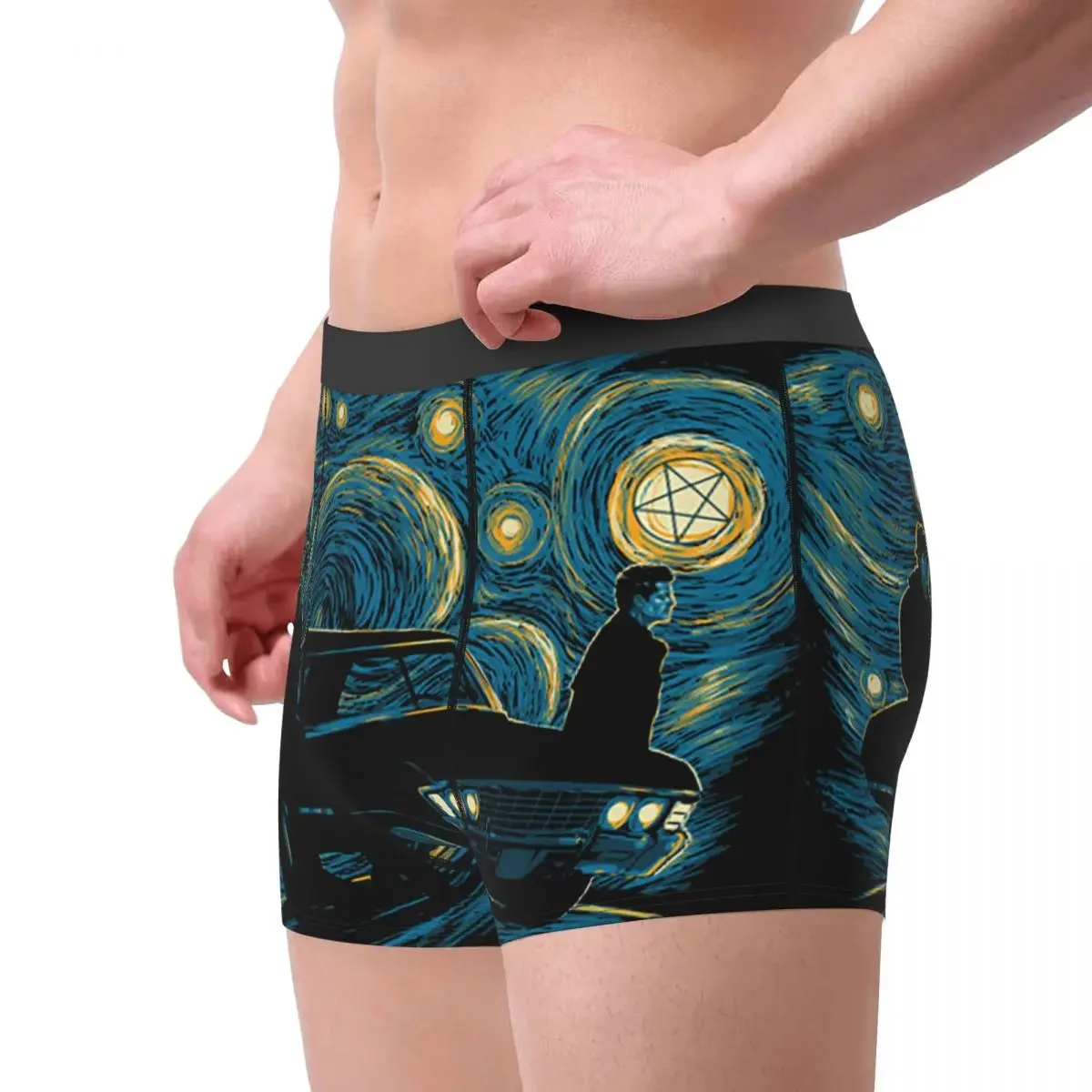 Men Boxer Shorts Panties Supernatural Night Soft Underwear The ry  Vincent Van Gogh  Dean Sam Winchester