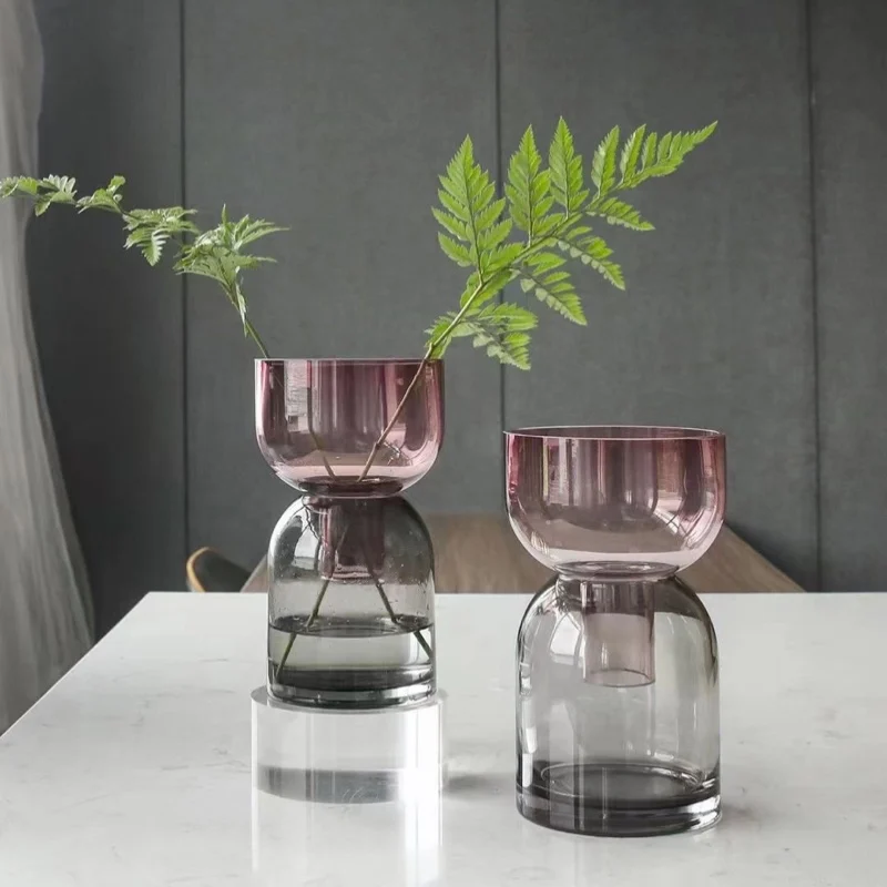 Light Luxury Flower Ware Nordic Ins Flower Fork Flower Ware Transparent Glass Vase Art Style Flower Arrangement Decoration Home