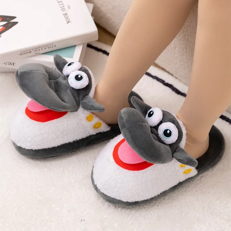 Cute Sheep Cartoon Cotton Slippers For Children Couples Plush Interior Non-slip Indoor Shoes Men Women's Soft Footwear