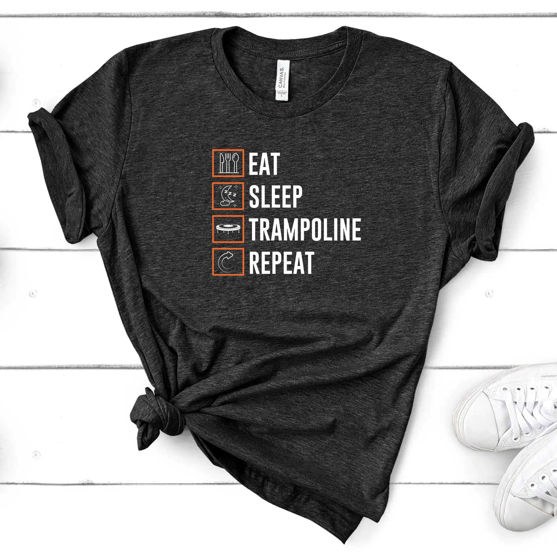 Trampolining T Shirt Gymnastics Acrobat Eat Sleep Trampoline Repeat