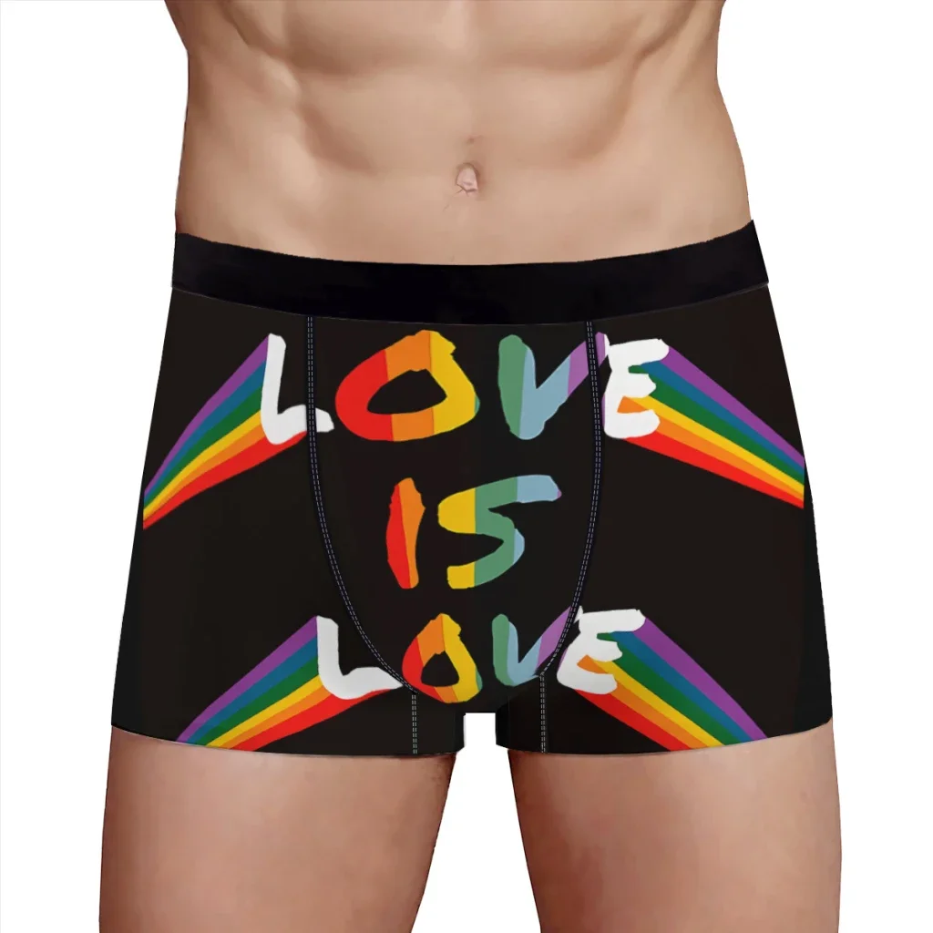 Love Is Love with Rainbow Celebrating Pride Month LGBT Underpants Homme Panties Male Underwear Ventilate Shorts Boxer Briefs