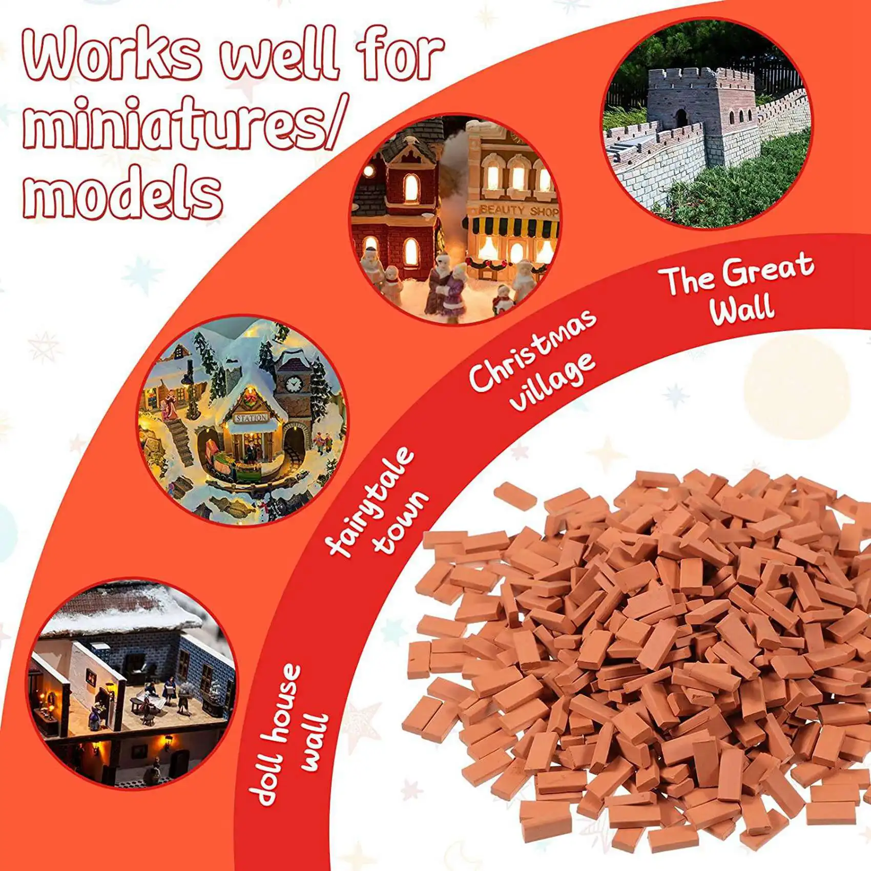 

WOWFU-600 Pieces Mini Bricks For Landscaping Miniature Bricks Brick Wall Small Bricks For Dollhouse Garden Parts,1/35 Scale