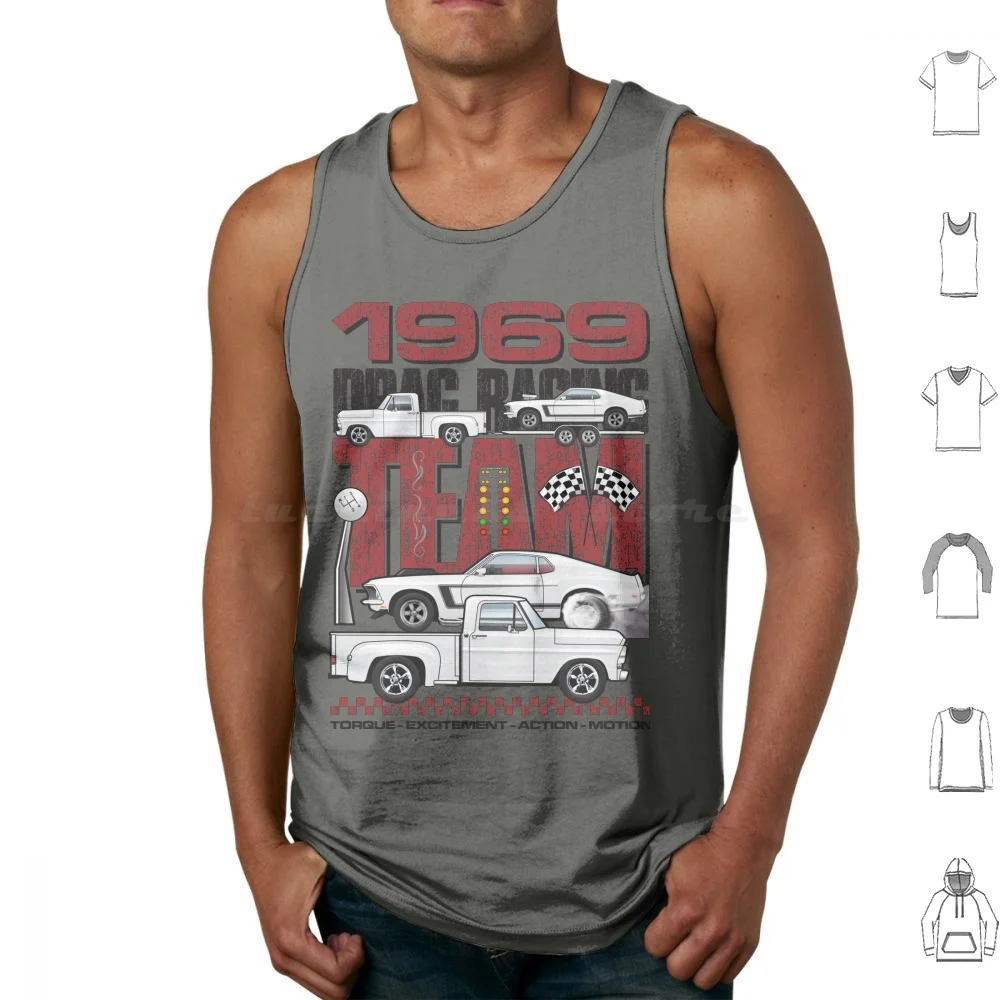 69 Camisetas sin mangas del equipo de carreras con estampado de algodón 69 1969 F 100 camioneta F100 F 150 F150 302 427 429 Mach1 Racing Team Drag Race