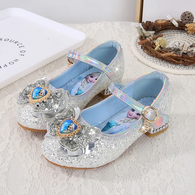 new Elsa Shoes For Girls Cartoon Leather Children Shoes Princess Kids Shoes Girl Sandals Dress Snow Queen Sandal