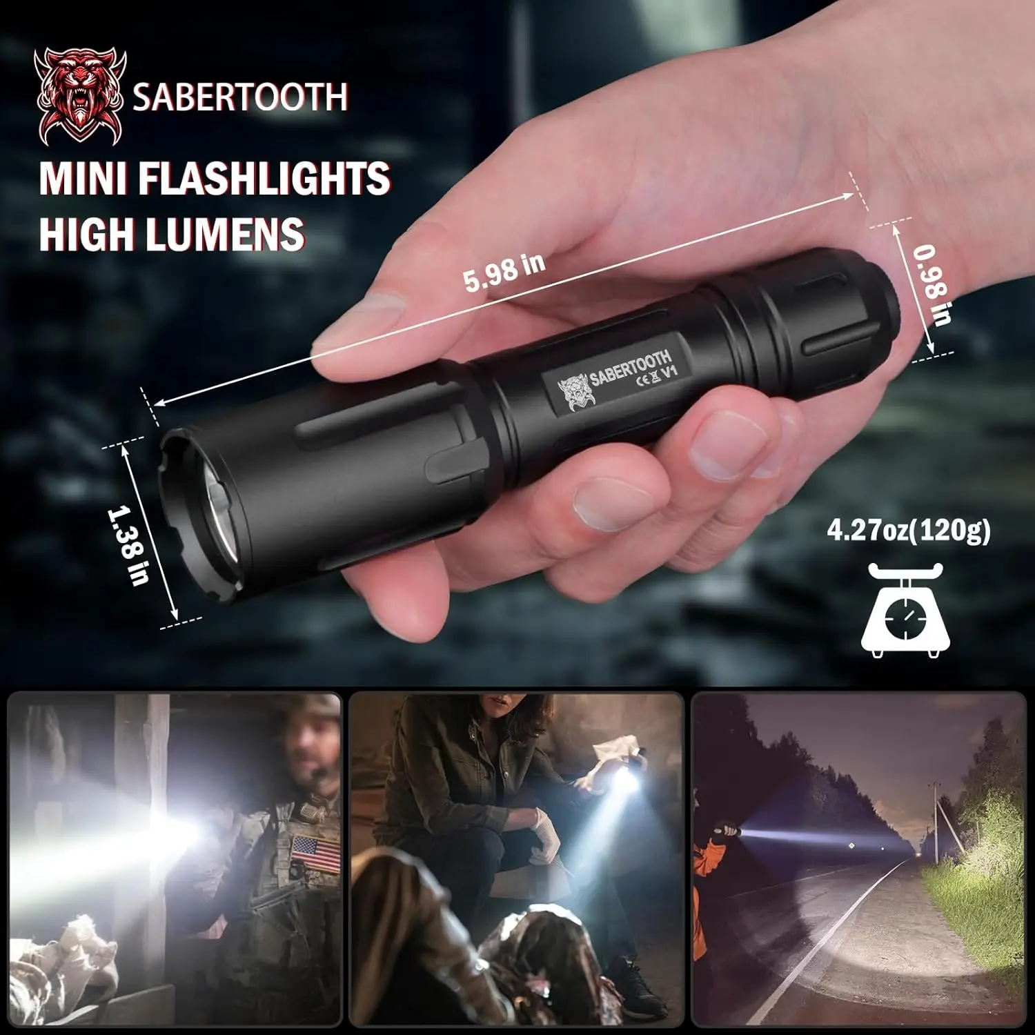 Taktische Taschenlampe mit 2200 Lumen und Holster – wasserdichte Polizei-Arbeitsleuchte für Strafverfolgung und den Außenbereich