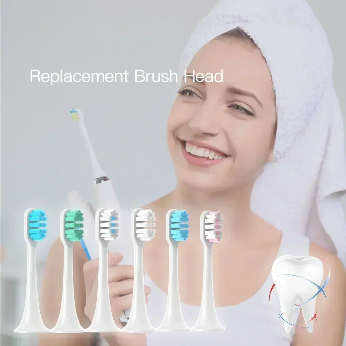 OLOEY 12PCS Replacement Brush Heads For XIAOMI MIJIA T300/T500/T700 Sonic Electric Tooth Soft Bristle Caps Vacuum Package