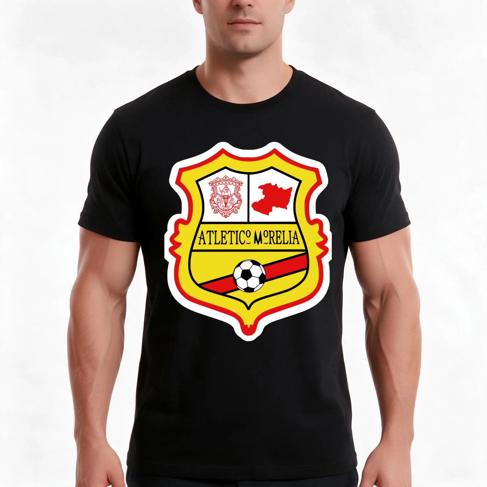 Atletico Morelia Futbol Club T-Shirt, Summer Casual Cotton Tee, Oversized Streetwear Tops, Vintage Graphic Print, 100% Cotton