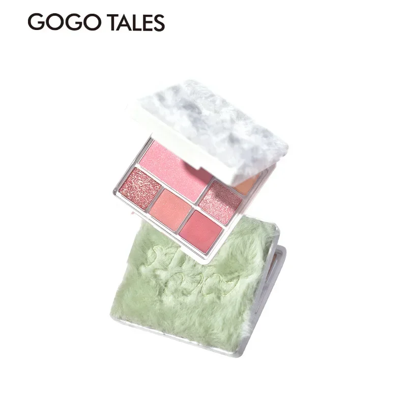 GOGOtales Velvet Soft Mist Paleta de sombras de ojos con rubor de 6 colores Sombra de ojos de té de la leche mate