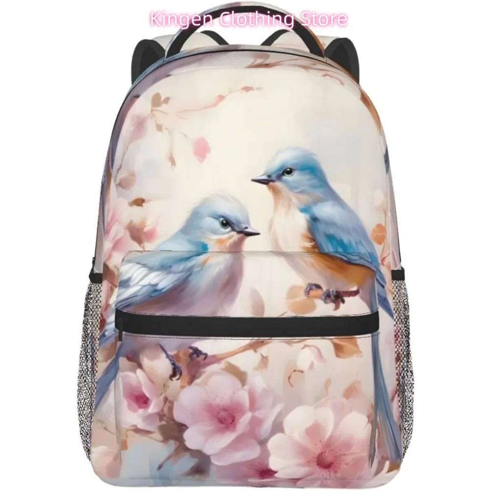 Lustiger Vogel-Blumen-Laptop-Rucksack, leichter Mehrzweck-Reiserucksack, lässiger Tagesrucksack, Unisex, College-Rucksäcke für Herren