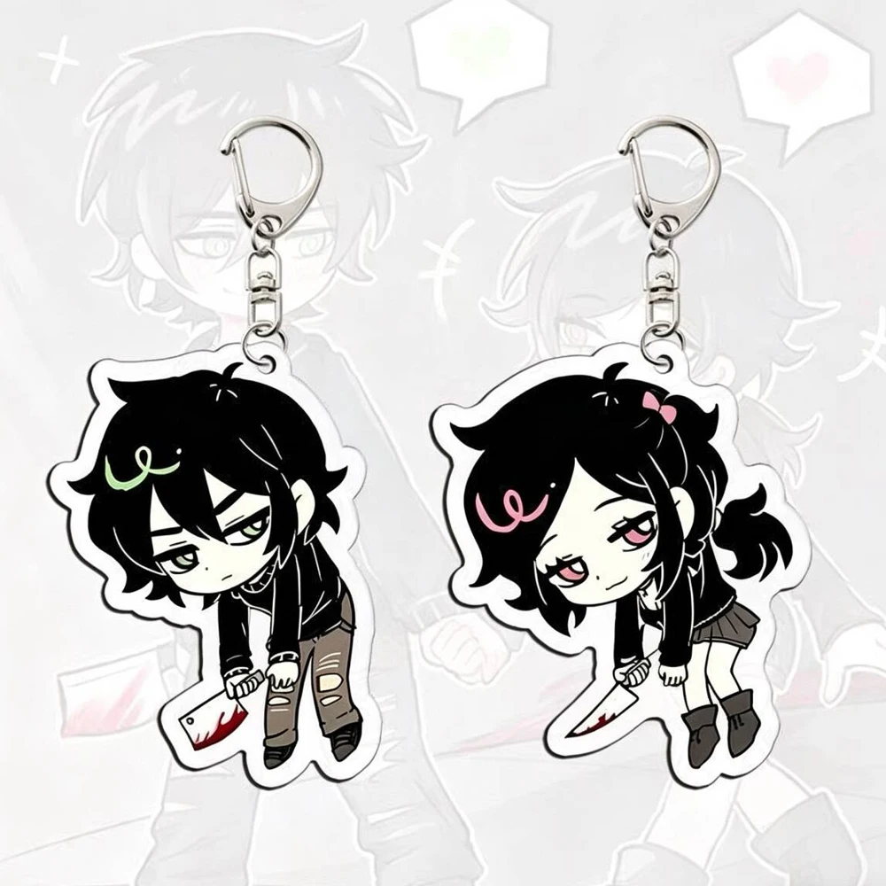 Game The Coffin of Andy and Leyley Cosplay Keychain Acrylic Figure Key Chain Backpack Decoration Metal Keyring Halloween Props