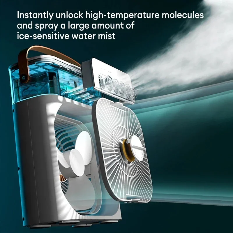 3-in-1 휴대용 에어 팬 전기 USB LED 야간 조명 미스트 물 재미 가습기 공기 데스크탑 팬 쿨러 7색 주변 조명