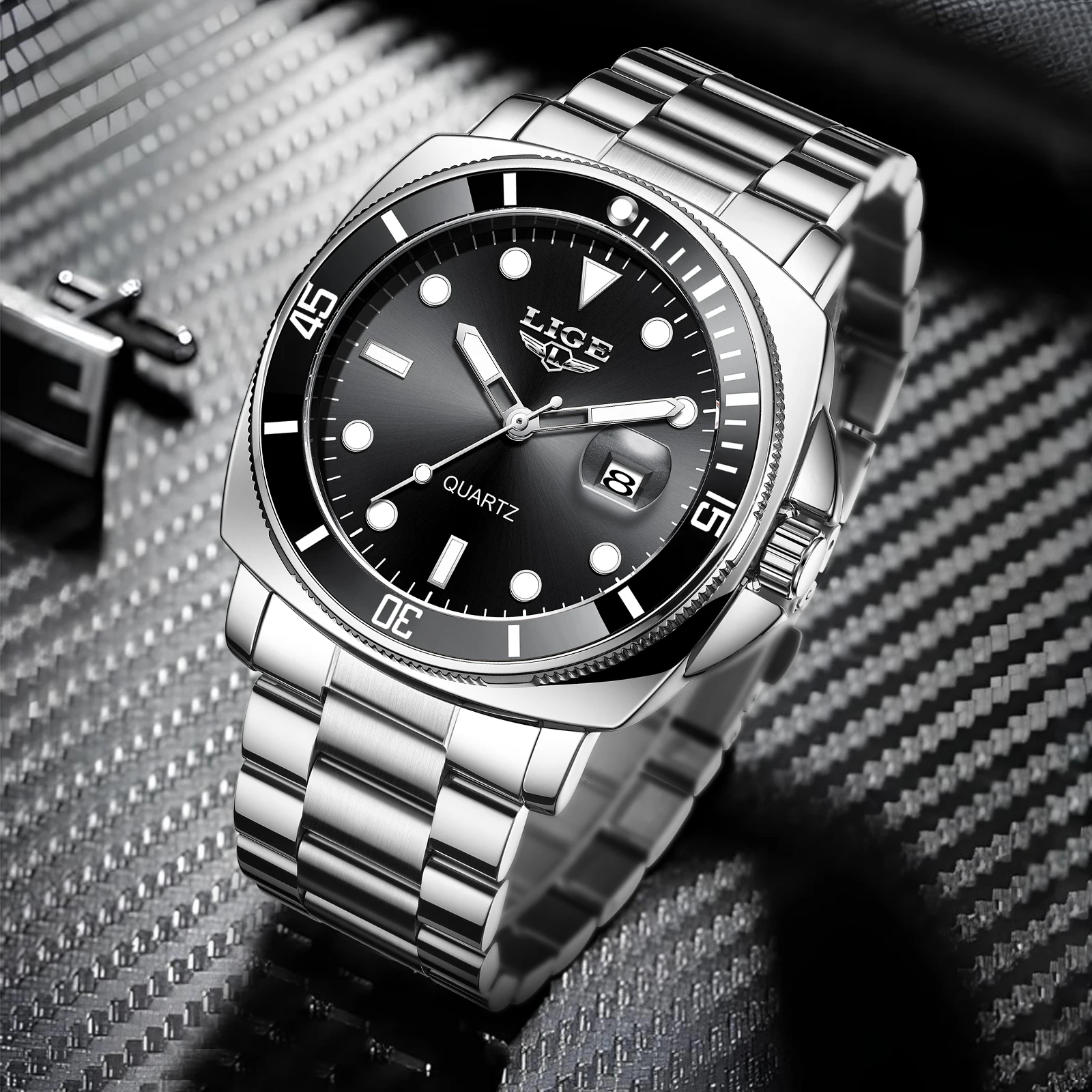 LIGE Neue Uhr Herren Business Casual Armbanduhr Luxus Datum Quarzuhr Edelstahl Uhren für Männer Uhr Relogios Masculino