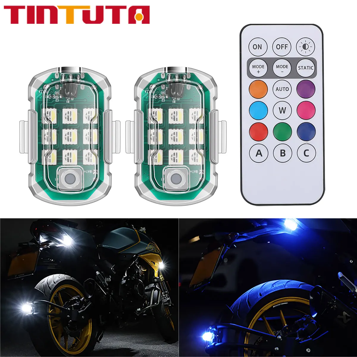 Motorcycle LED Aircraft Strobe Lights Drone Anti-collision Warning Lamp Flash Indicator With Wireless Remote Control Turn Signal