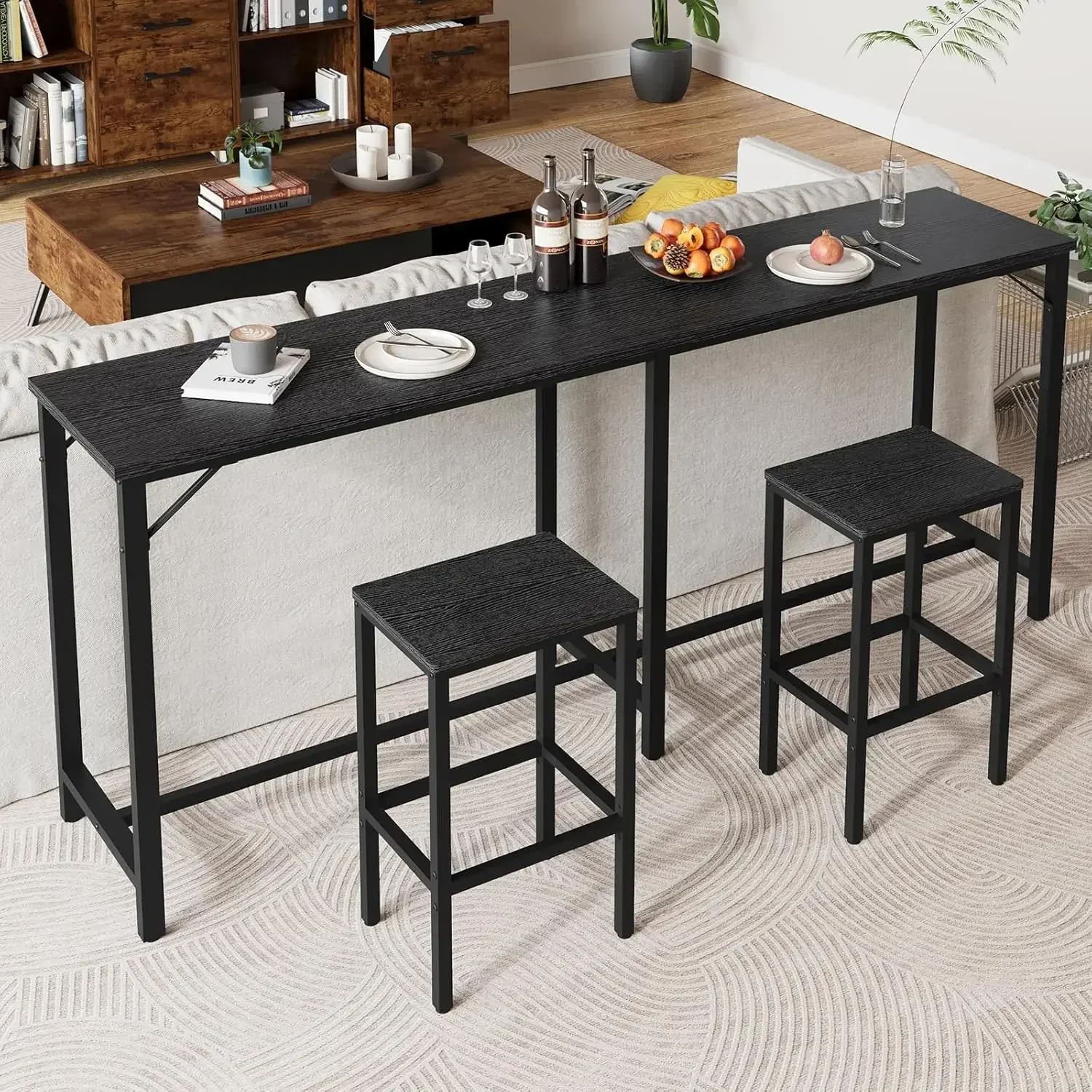 [New Arrival!]70.9" Bar Table and Chairs Set, Dining Table and Chair Sets, 3 Piece Counter Height Table and 2 Stools, Kithcen Ta