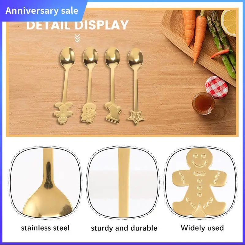 

LUCK-16Pcs Christmas Decorations For Home Stainless Xmas Coffee Spoons Dessert Spoon Tableware Kitchen New Year Gifts