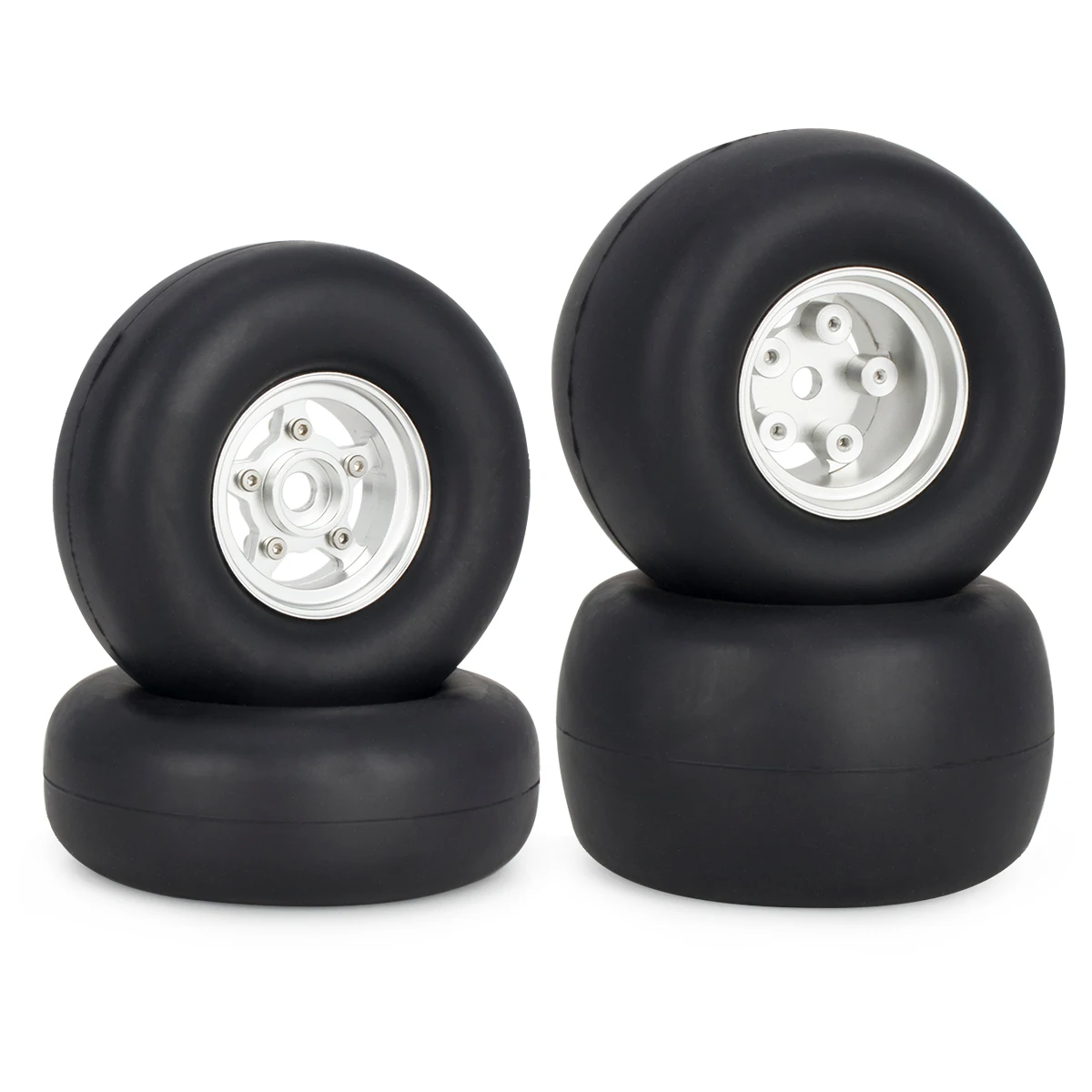 4Pcs RC Rubber Tires Wheels with Silencing Sponge – Fits Tamiya 1/10 Frog/Sand Scorcher/Grasshopper/Hornet Buggy