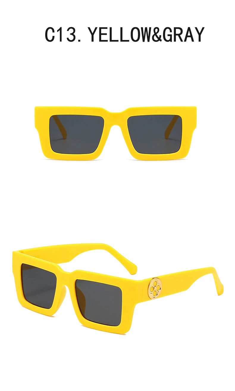Neue Retro Quadrat Sonnenbrille Für Frauen Männer Blume Dekoration Mode Damen Sonnenbrille Ins Heißer Schattierung Brillen UV400 – Detail 11