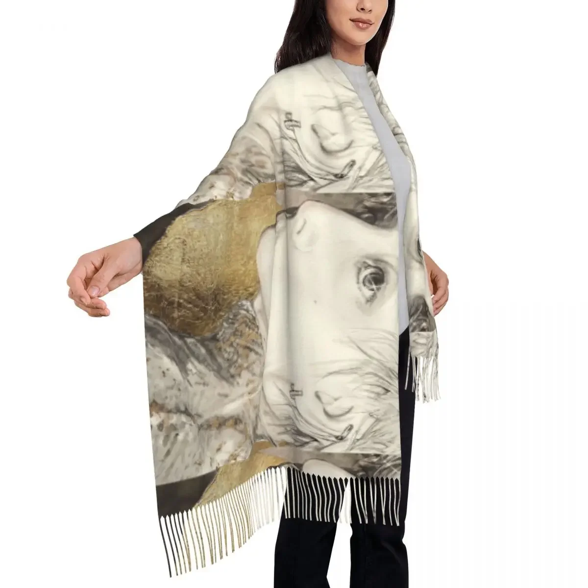 Lost Without You Scarf Kim Taehyung Warm Shawl Wraps with Long Tassel Female Luxury 2024 Head Scarves Winter Printed Bufanda