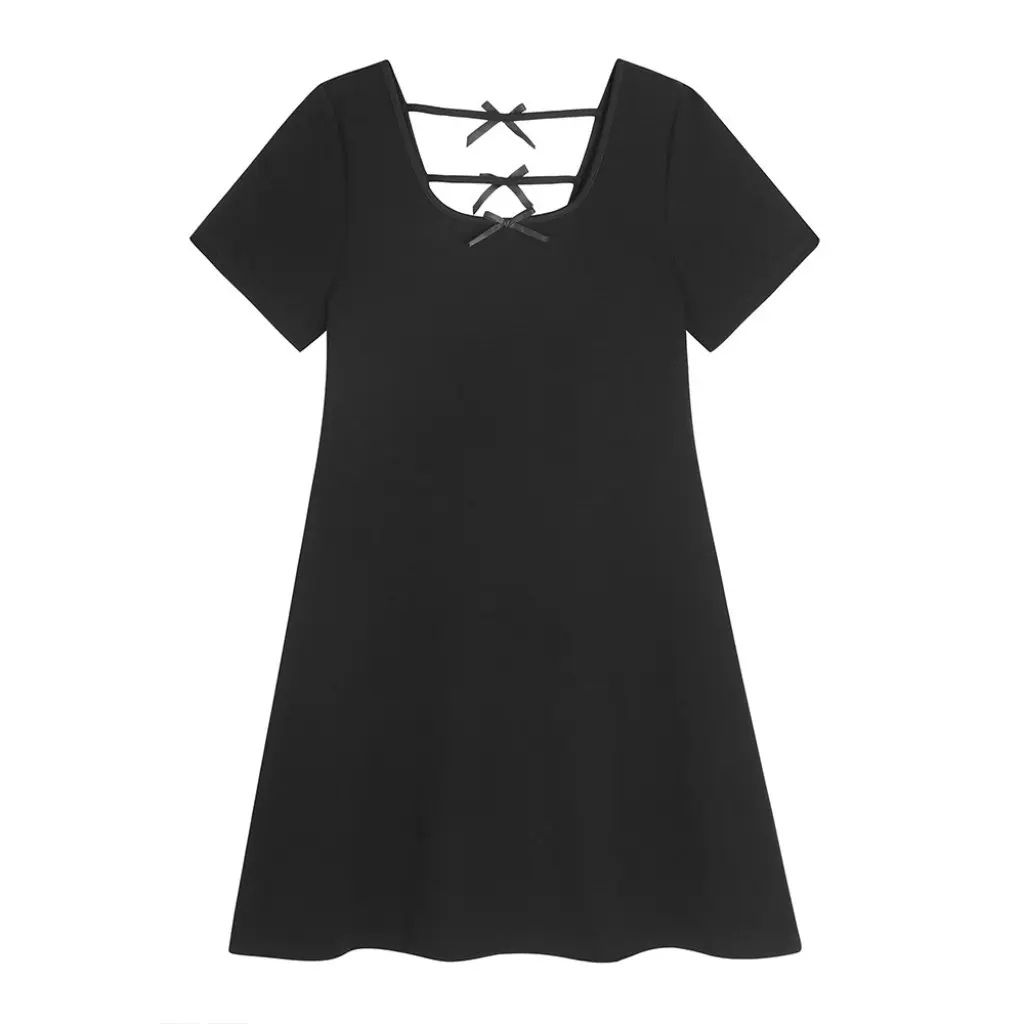 Женское темпераментное платье во французском стиле с квадратным воротником и полым бантом, юбка для похудения больших размеров для полных девочек