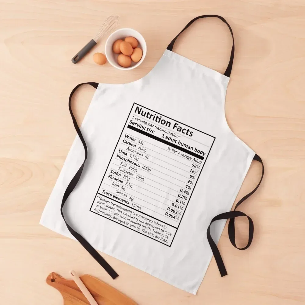 

Fullmetal Alchemist Brotherhood, Transmutation Nutrition Label Funny Edward Elric Quote Subtle Fanart Apron Kids Apron