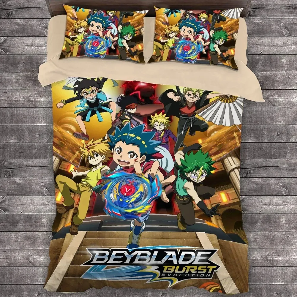 3D Anime Beyblade Burst Bedding Set Duvet Cover Comforter Bed Set Quilt Cover Pillowcase King Queen Twin Size Boys Girls Adults