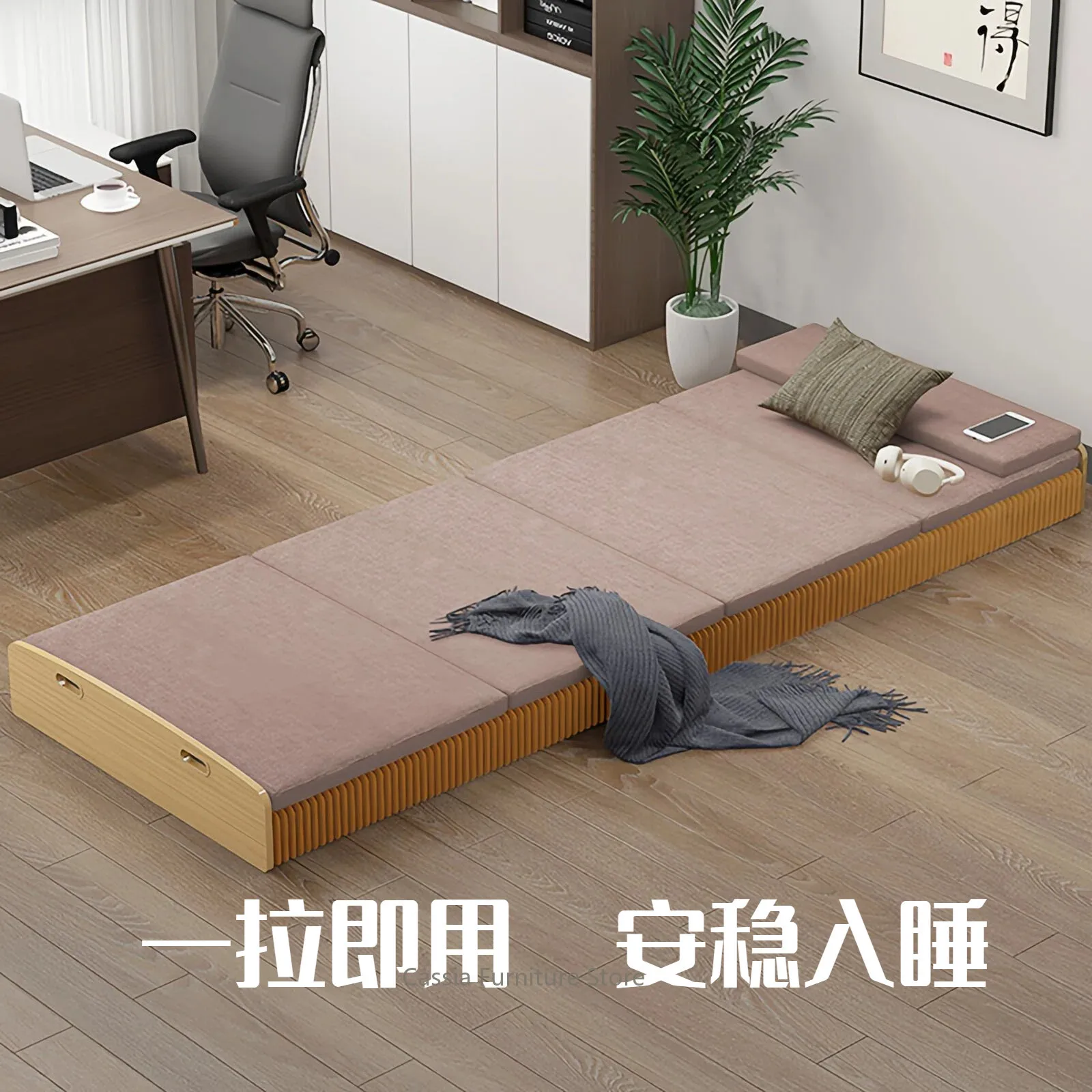 Multifunctional Folding Bed for Home Office, Extendable Single Double Sofa Bed, Space-Saving Nap Recliner for Adults, Work Rest