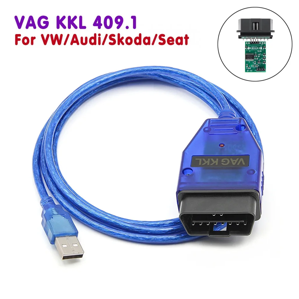 VAG KKL 409.1 With CH340T OBD 2 OBD2 Car Diagnostic vag com Interface Cable 409 1 For VW/Audi/Skoda/Seat Auto Scanner Tool