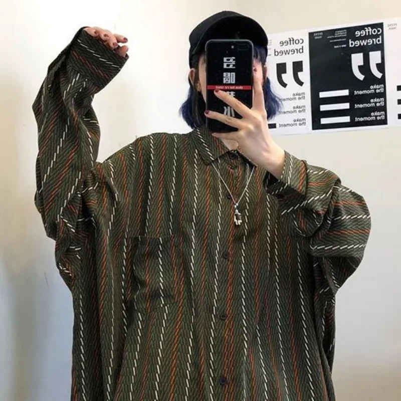 

Vintage Streetwear Women Shirts Y2k Japanese Blouses Green Long Sleeve Top Harajuku Spring Clothes Aesthetic Fashion