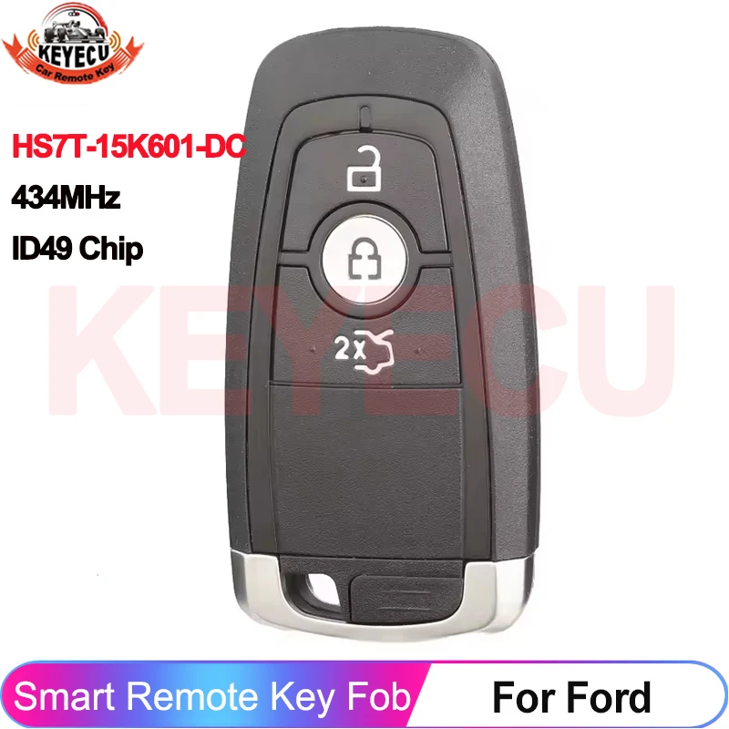 Умный дистанционный ключ KEYECU HS7T-15K601-DC для Ford Figo KA 2018-2021 Edge Galaxy S-Max 2017-2021 434 МГц ID49 чип A2C93142100