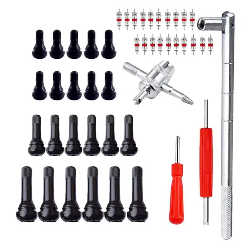 Tire Valve Stem Tool Puller & Installer Kit Single/Dual Head Core Remover 4-Way Valve Core Remover Short Rubber Valve Stem