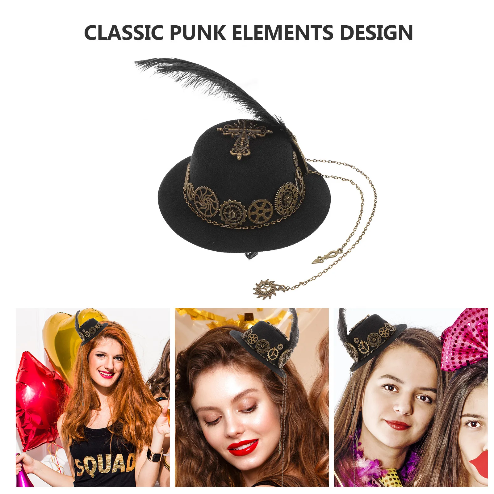 

Steampunk Clip Gear Design Punk Accessories For Women Retro Party Masquerade Costume Decor Mini Hat Hairpin Billycock