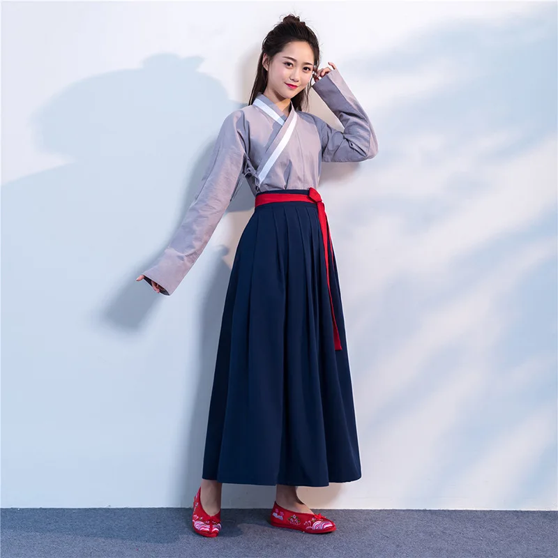 Autumn New Vintage Clothes Chinese Style Ancient Hanfu Female Elegant Cotton Soft Comfortable Women Traditional Two Piece Suit