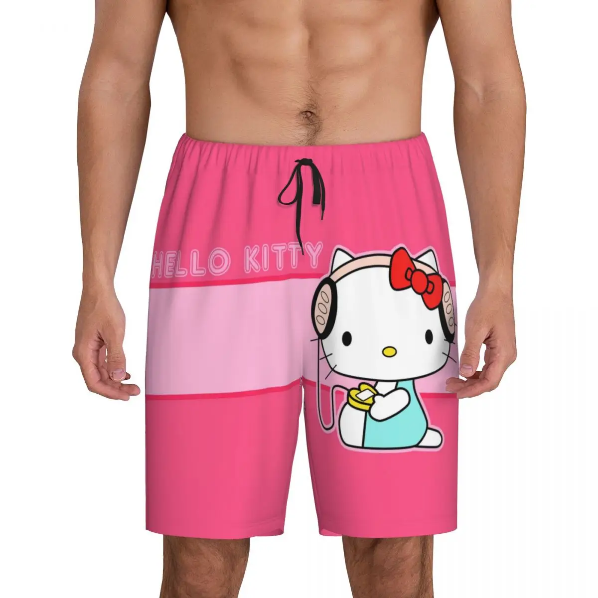 

Custom Men Cartoon Anime Hello Kitty Bow Pajama Shorts Print Sleep Pjs Sleepwear Bottoms with Pockets