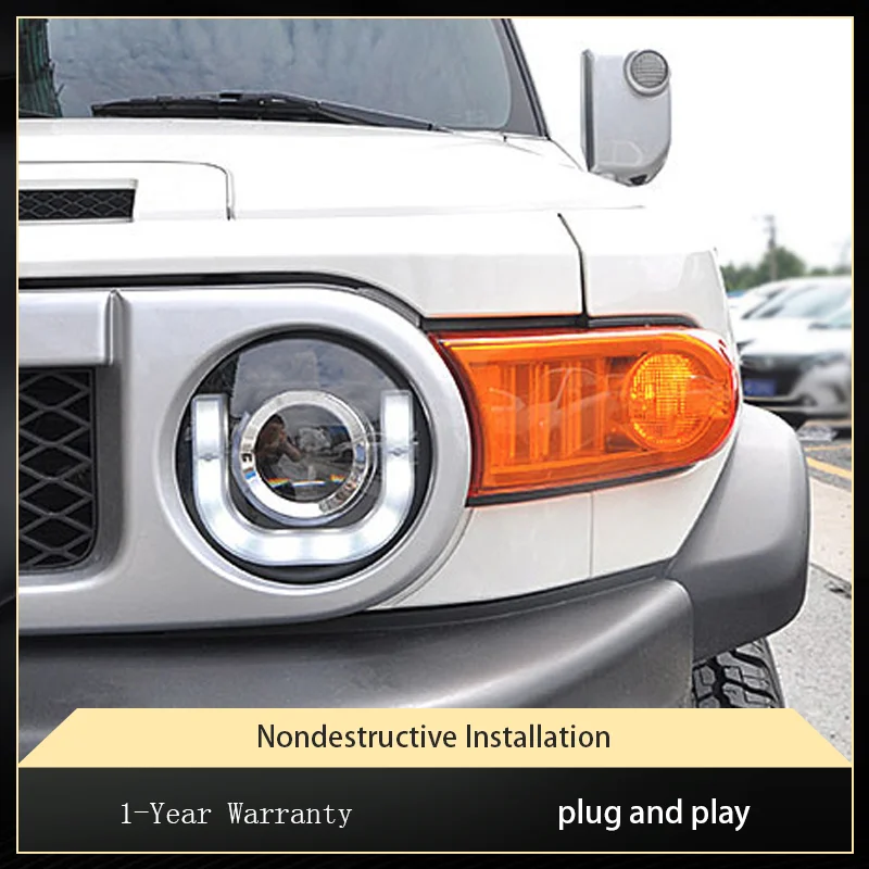 

2 шт. автостайлинг для 2007-2020 Toyota FJ Cruiser, передняя лампа дневного света, передняя фара, светодиодный сигнал поворота, HID проекционный объектив, автомобильные аксессуары