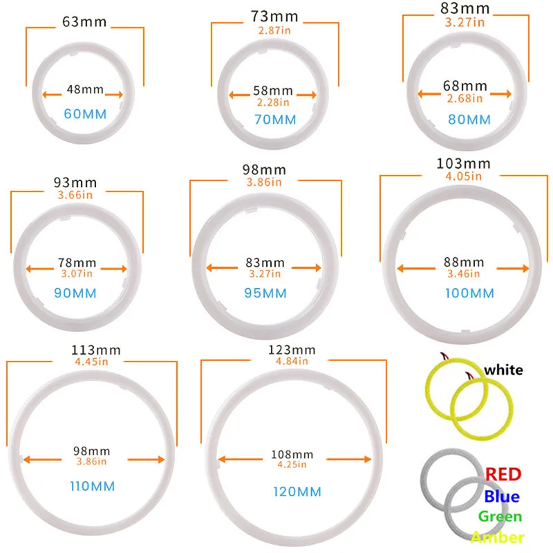 1PCS DC12/24V LED Ring Light Round Circular COB Lamp Car Decor Lighting Accessories 40mm-120mm