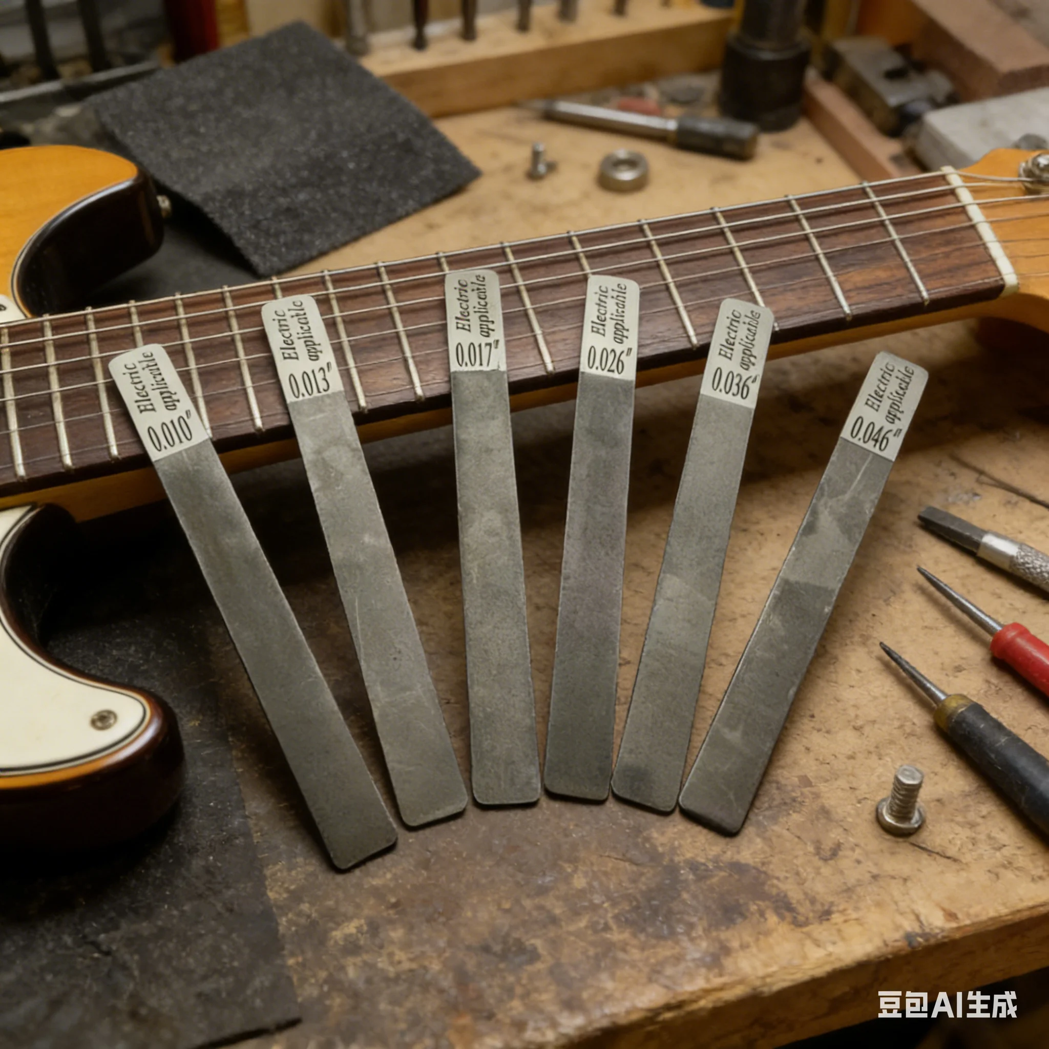 Lot de 6 limes à nut de guitare en acier inoxydable, pour guitares acoustiques (12-53) et électriques (09-42/10-46), lime à nut pour couronne de frettes, outil de réparation pour luthier