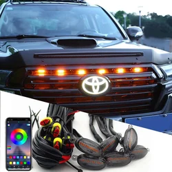 Car Colorful RGB grille light, small yellow light, mobile app control modification, daytime running light, SUV off-road vehicle