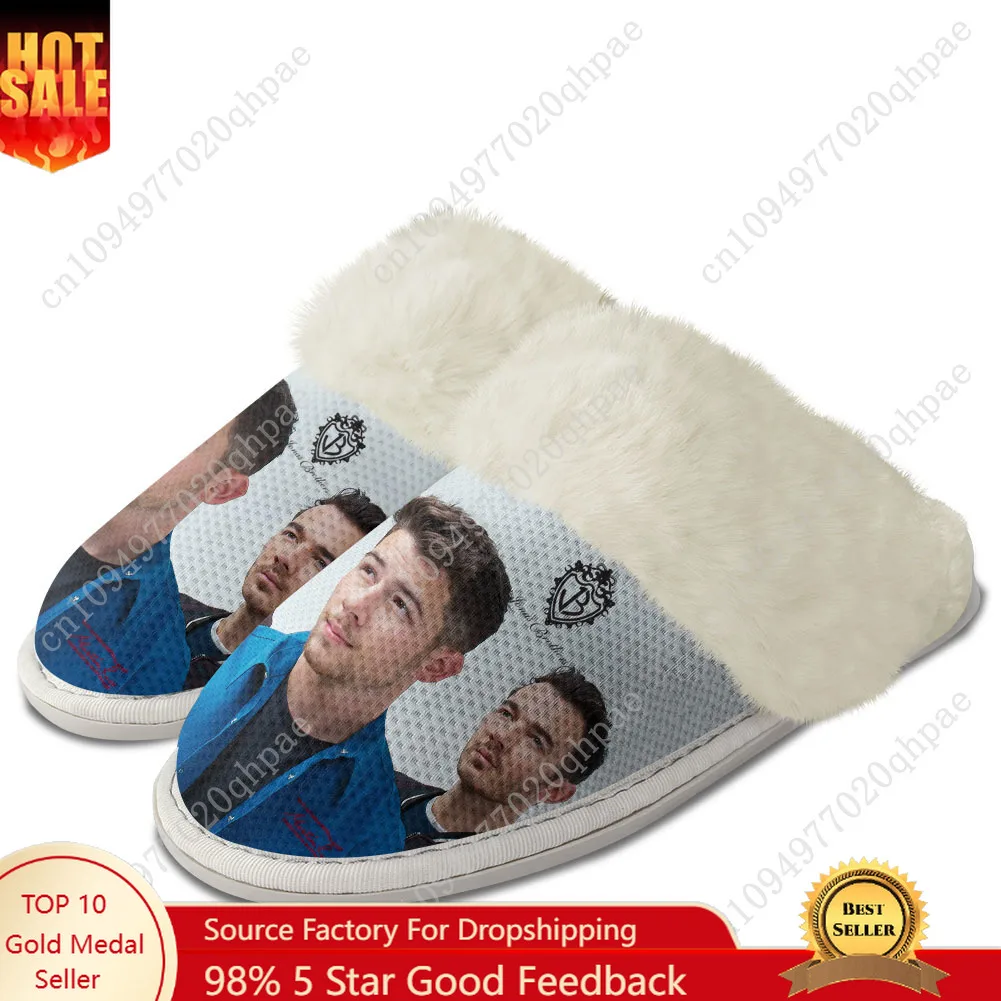 

Jonas Brothers Plush Slippers Keep Warm Shoes Mens Womens Home Cotton Bedroom Customized Thermal Lightweight Slipper DIY