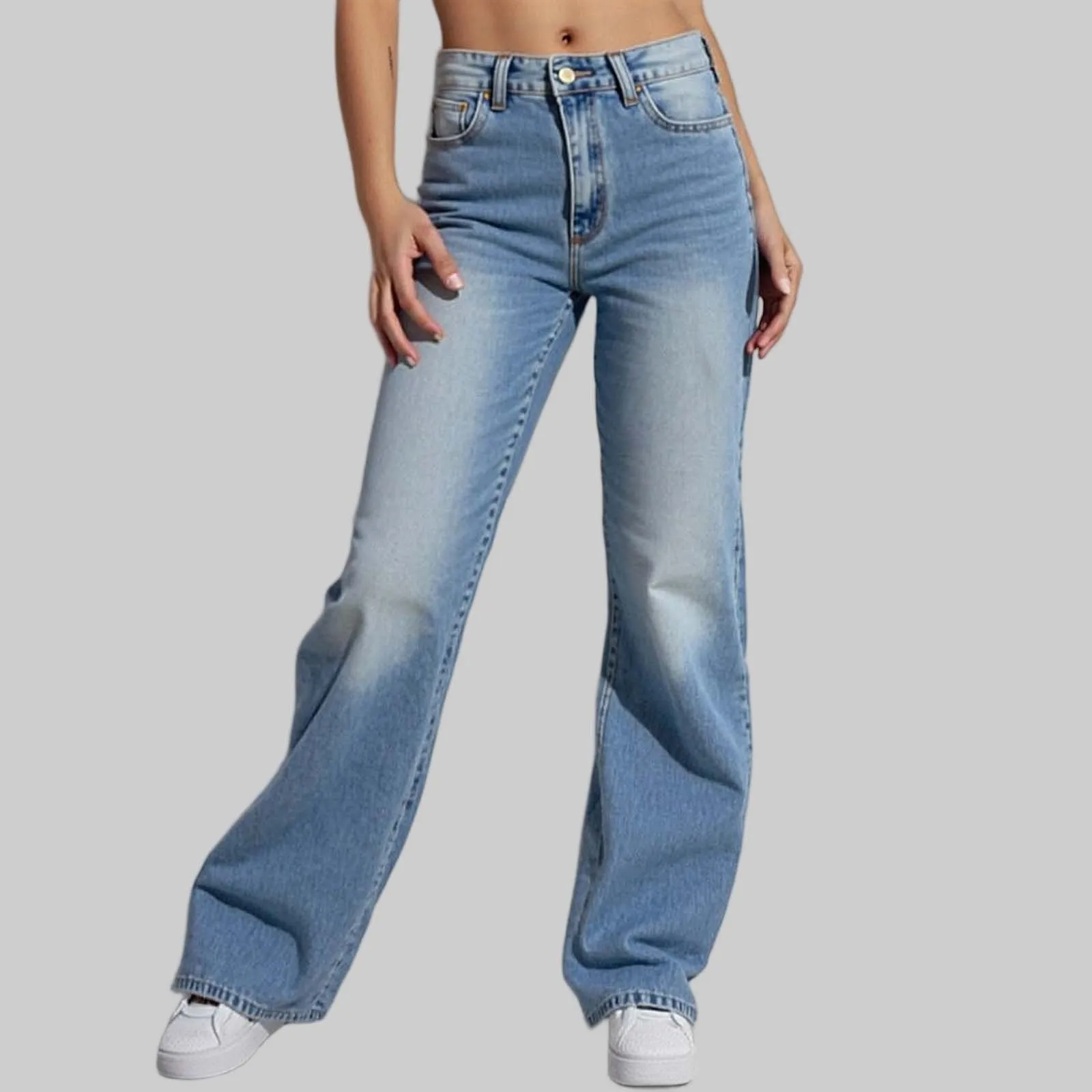 

2025 Women's Jeans Blue Baggy Jeans For Women High Waist Jeans Washed Wide Leg Denim Pants Ladies Summer Denim Trouser