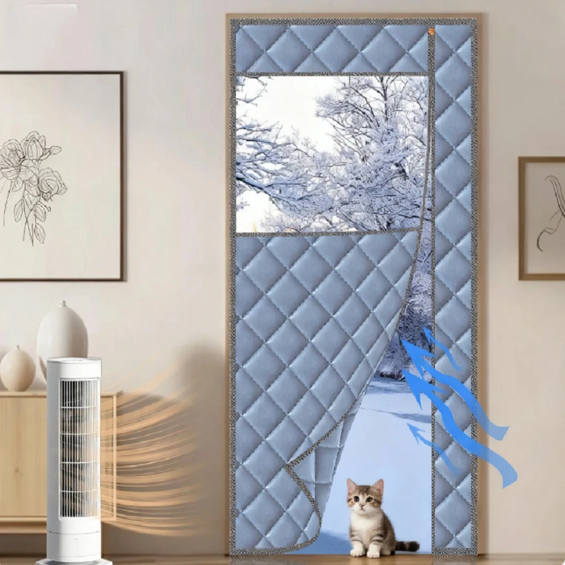 

Winter Long Magnetic Stripe Cotton Home Thickened Door Curtains Thermal insulation Partition Curtains Winter Cold Curtains