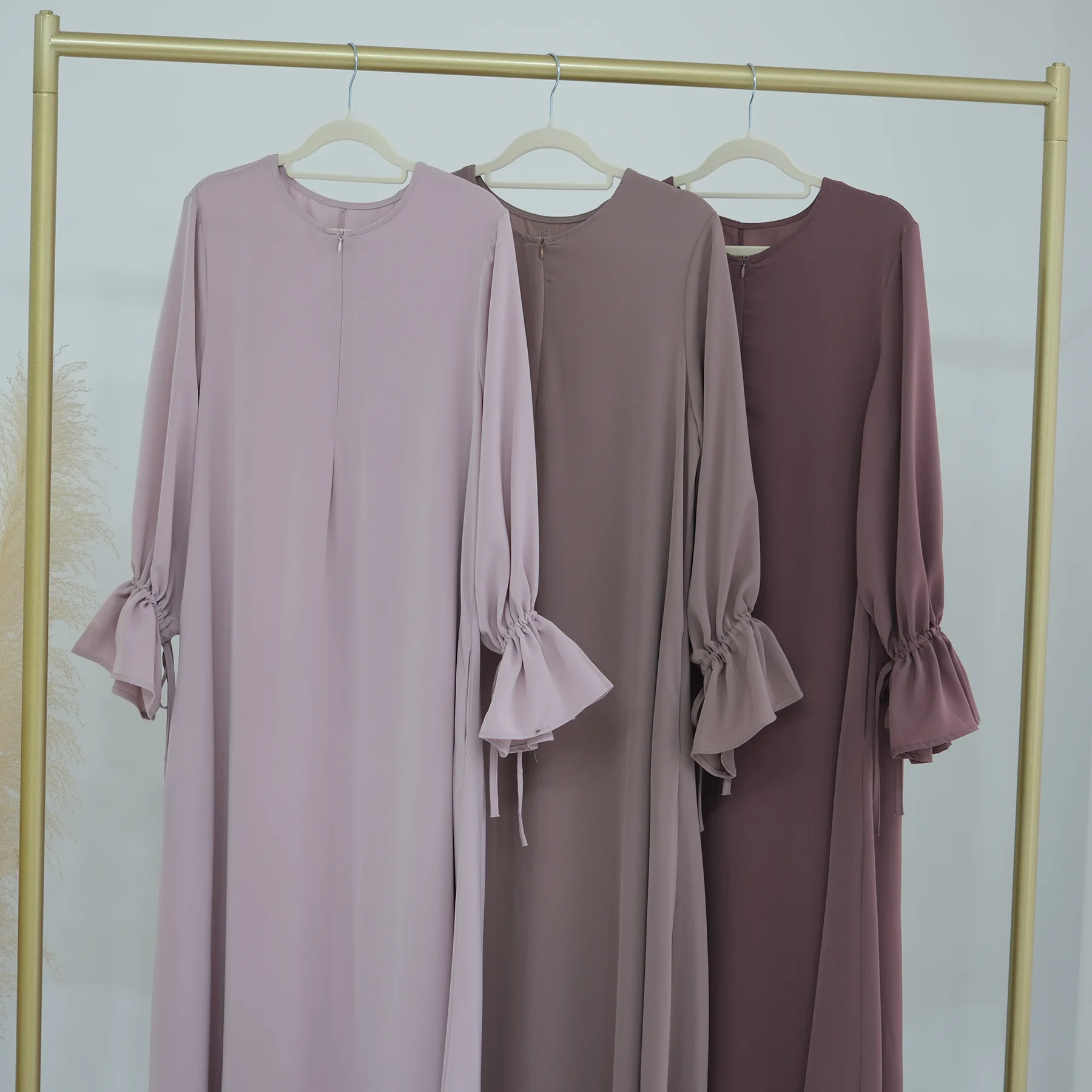 Under Abaya Inner Long Slip Dress Solid Color Trumpet Sleeve Islamic Clothing Muslim Women Casual Dubai Turkey Modest Hijab Robe